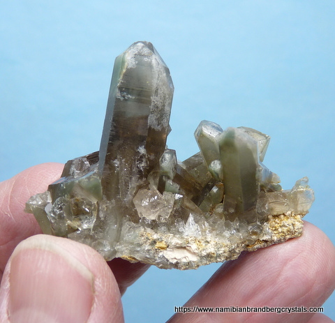 Green quartz crystal cluster