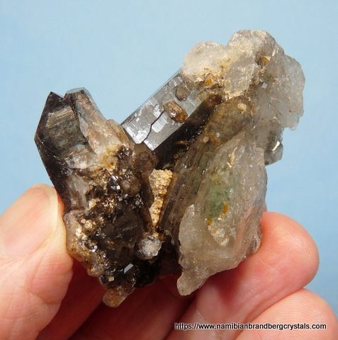 Quartz crystals with hematite and chlorite, 2-sided