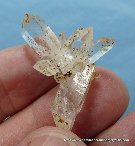 Ten small, lovely Brandberg quartz groups and clusters