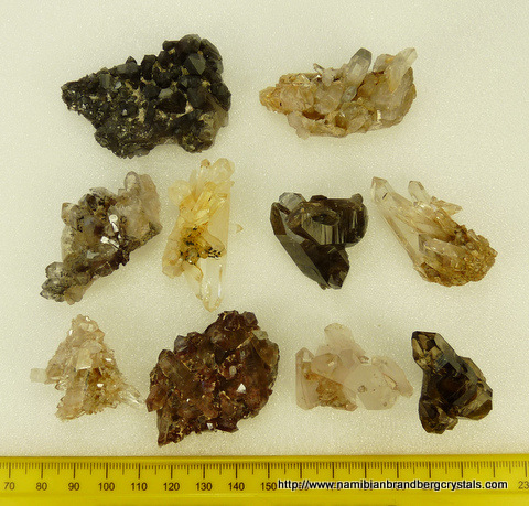 Ten quartz crystal specimens from the Northern & Western Cape, South Africa