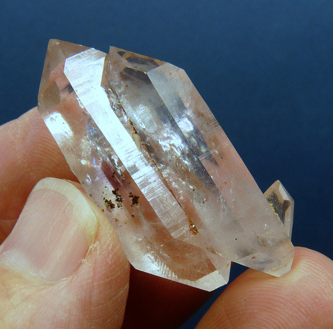 Triple-double terminated quartz crystal specimen