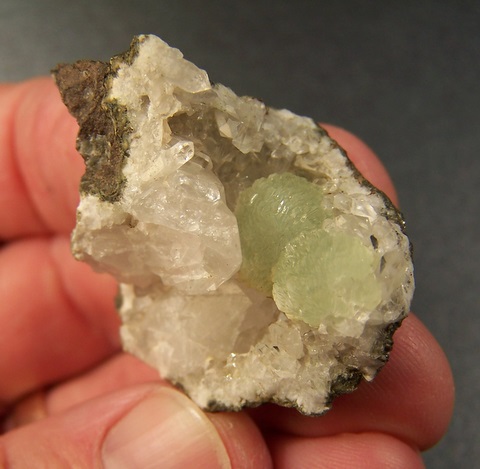 Prehnite Balls with Quartz Crystals on Matrix