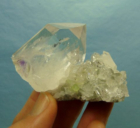 Quartz crystals on matrix,along with prehnite and analcime