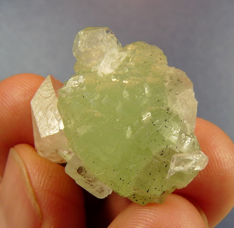 Prehnite, calcite and quartz crystal group