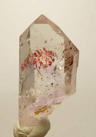 Harlequin quartz crystal with glitter effect