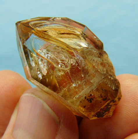 Light smoky window quartz crystal with lovely gas inclusions
