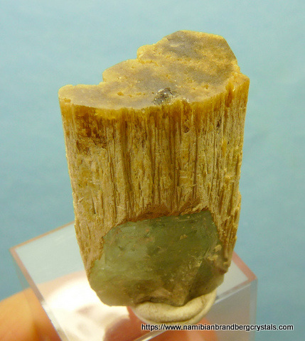 Bi-coloured beryl crystal from a rare find