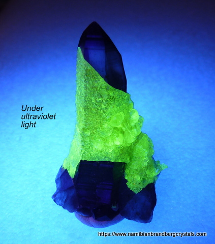 Smoky quartz crystals with hyalite opal