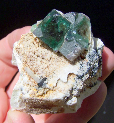 Fluorite crystal group on feldspar