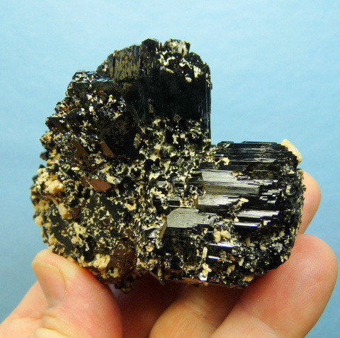 Schorl crystal group, sprinkled with feldspar