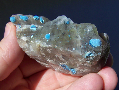 Light blue Shattuckite balls on and in quartz