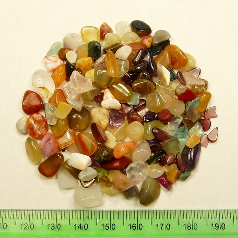 Fourty grams of colourful, mixed tumbled stones