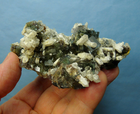 Beautiful two-sided fluorite and quartz crystal cluster