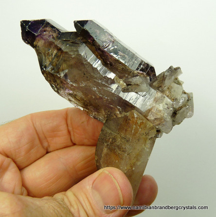 Smoky / amethyst quartz crystal group