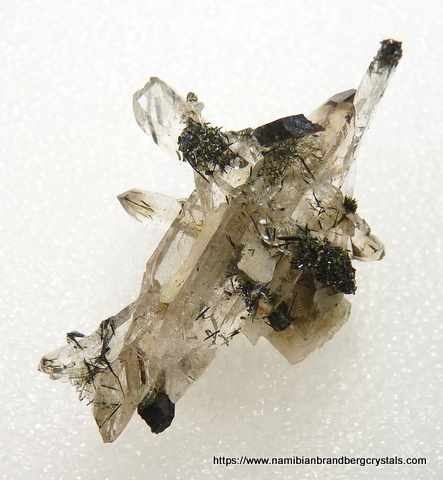 Beautiful arrangement of aegerine needles in and on quartz crystals